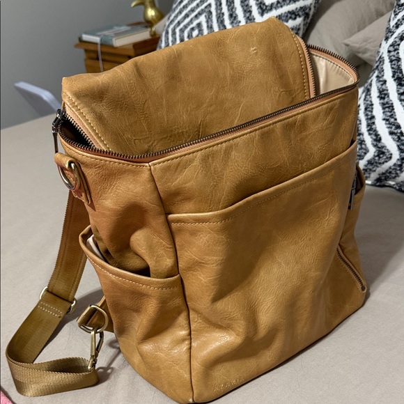 Tan leather backpack or diaper bag - Picture 1 of 15